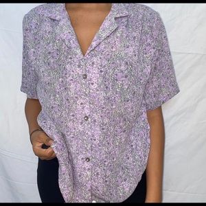 Lilac floral button down top